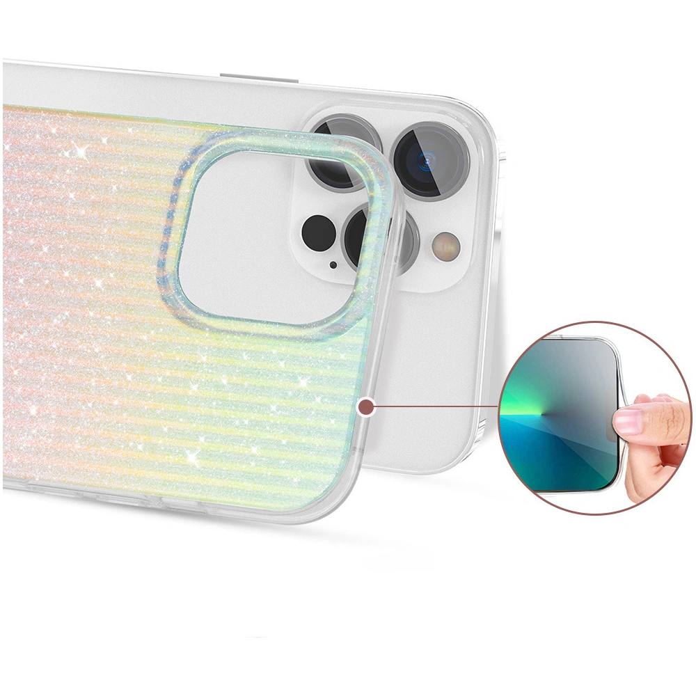 Etui Kingxbar Travel Apple iPhone 13 Pro niebiesko-pomarańczowy (Clouds)