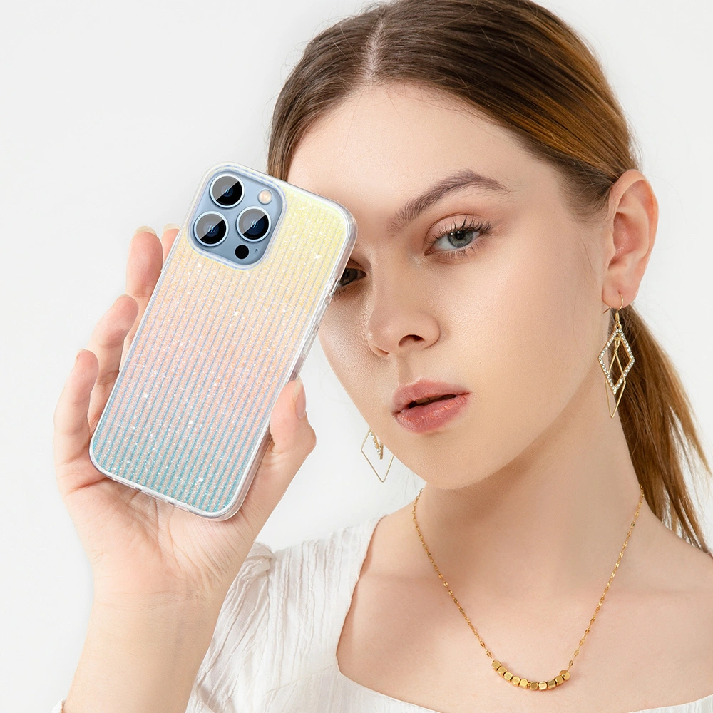 Etui Kingxbar Travel Apple iPhone 13 Pro Max niebiesko-pomarańczowy (Clouds)