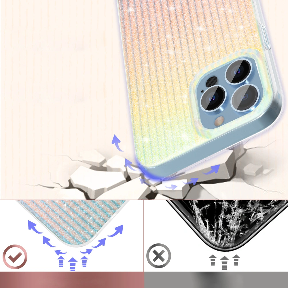 Etui Kingxbar Travel Apple iPhone 13 Pro Max niebiesko-pomarańczowy (Clouds)