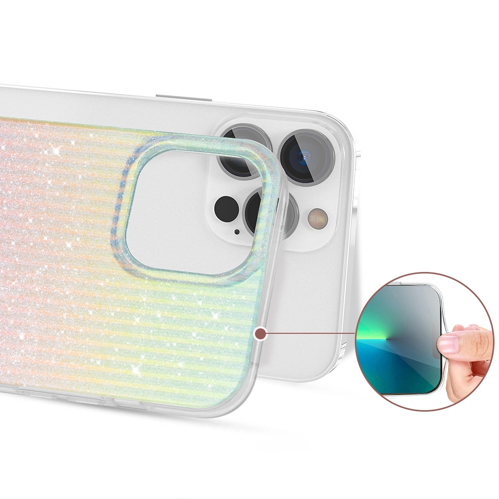 Etui Kingxbar Travel Apple iPhone 13 Pro Max niebiesko-pomarańczowy (Clouds)