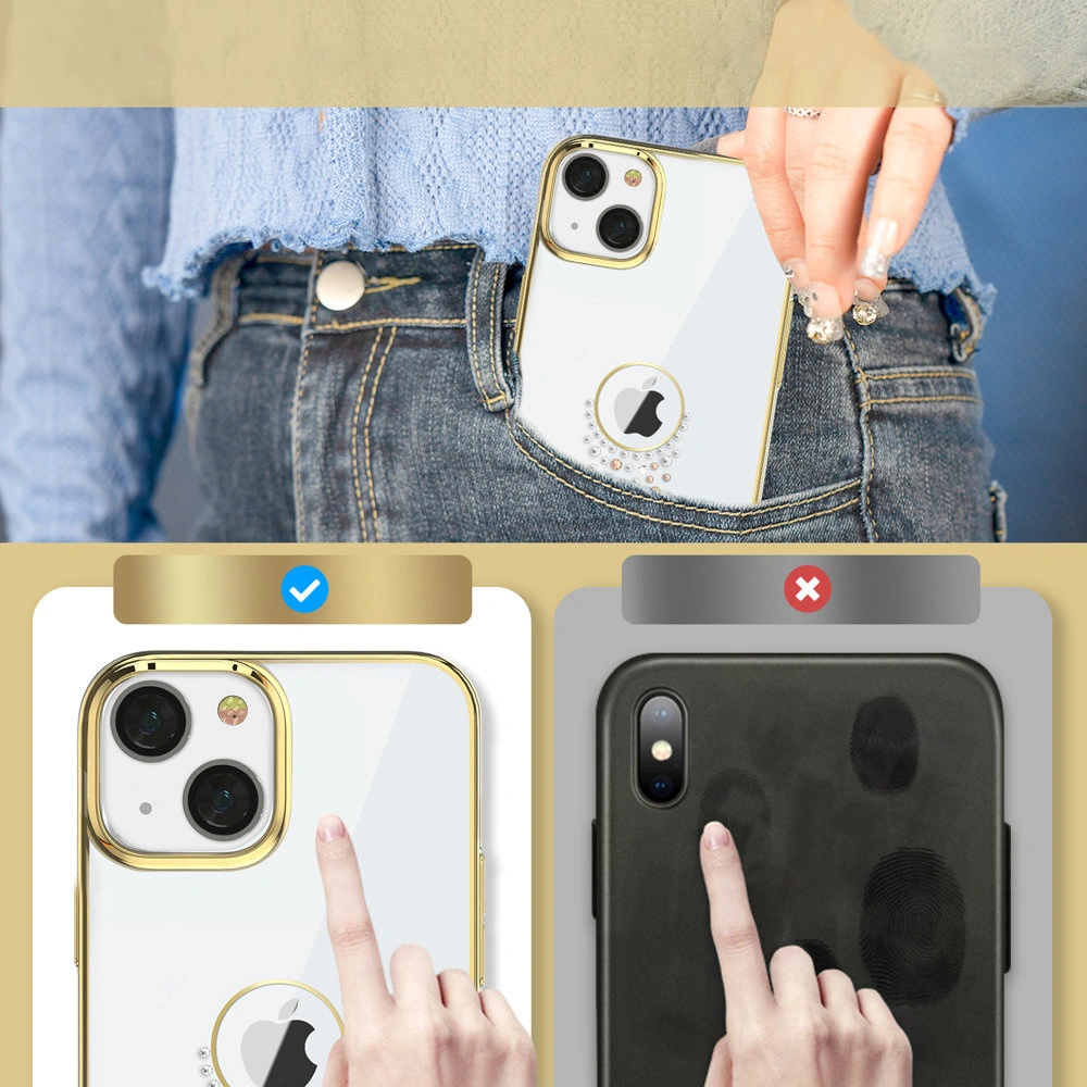 Etui Kingxbar Sky Swarovski Apple iPhone 13 złoty (Teardrop)