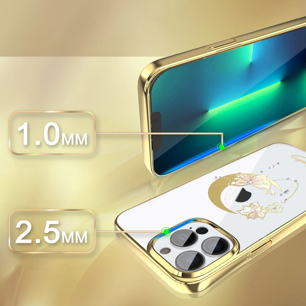 Etui Kingxbar Moon Swarovski Apple iPhone 13 Pro złoty (Butterfly)