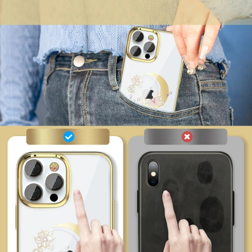 Kup Etui Kingxbar Moon Swarovski Apple iPhone 13 Pro zlaté (Butterfly) - KGX337 - {ean13} - Sklep Home Screen