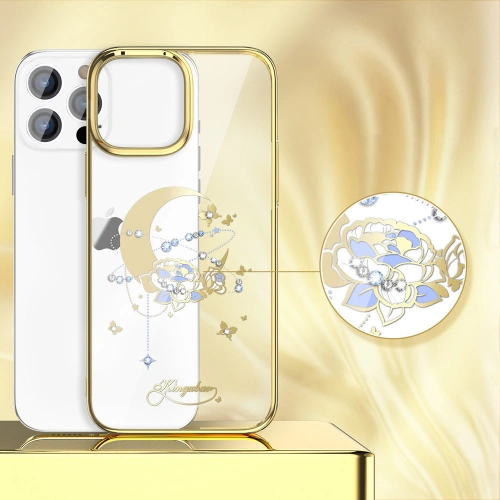 Kup Etui Kingxbar Moon Swarovski Apple iPhone 13 Pro złoty (Flower) - KGX339 - {ean13} - Sklep Home Screen