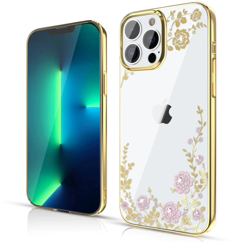 Kup Etui Kingxbar Moon Swarovski Apple iPhone 13 Pro różowo-złoty - KGX342 - {ean13} - Sklep Home Screen