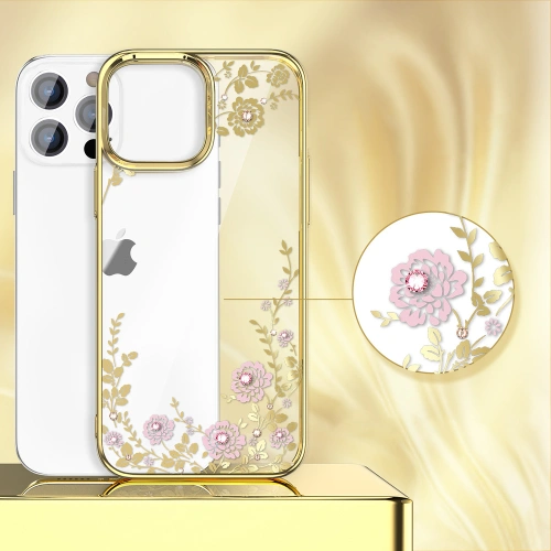 Kup Etui Kingxbar Moon Swarovski Apple iPhone 13 Pro różowo-złoty - KGX342 - {ean13} - Sklep Home Screen