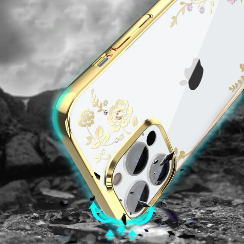 Kup Etui Kingxbar Moon Swarovski Apple iPhone 13 Pro różowo-złoty - KGX342 - {ean13} - Sklep Home Screen