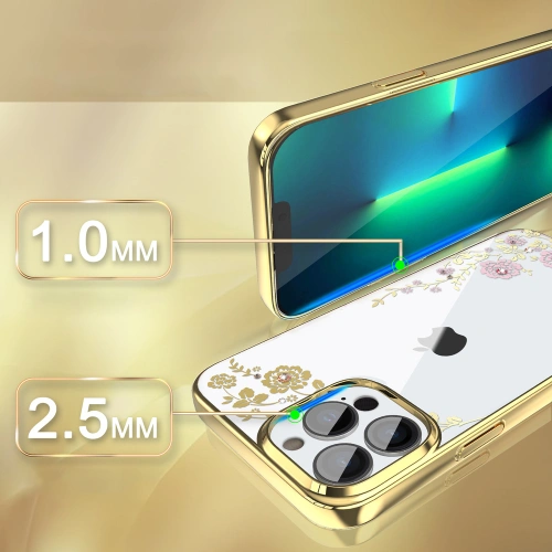 Kup Etui Kingxbar Moon Swarovski Apple iPhone 13 Pro różowo-złoty - KGX342 - {ean13} - Sklep Home Screen