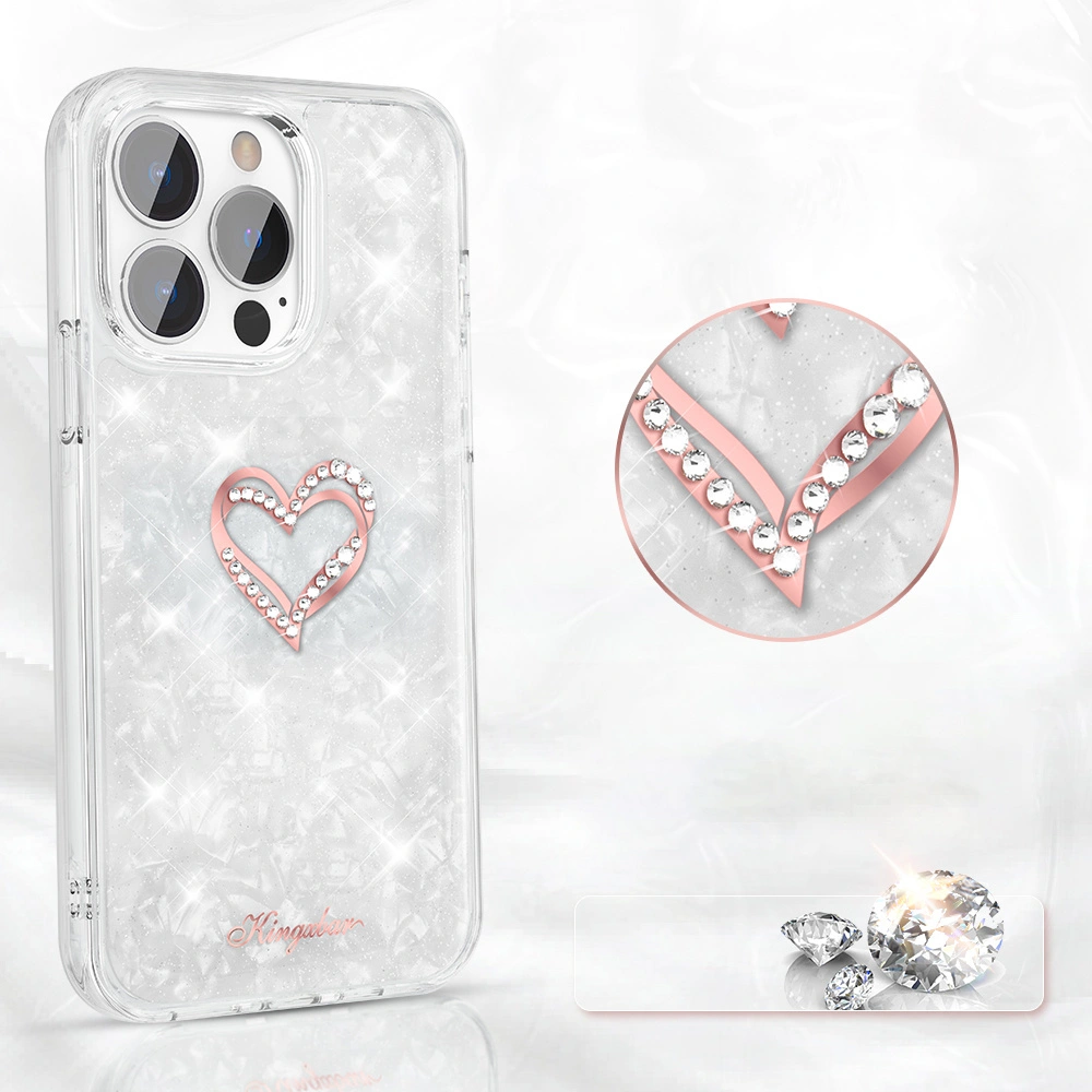 Etui Kingxbar Epoxy Swarovski Apple iPhone 13 Pro Max biały
