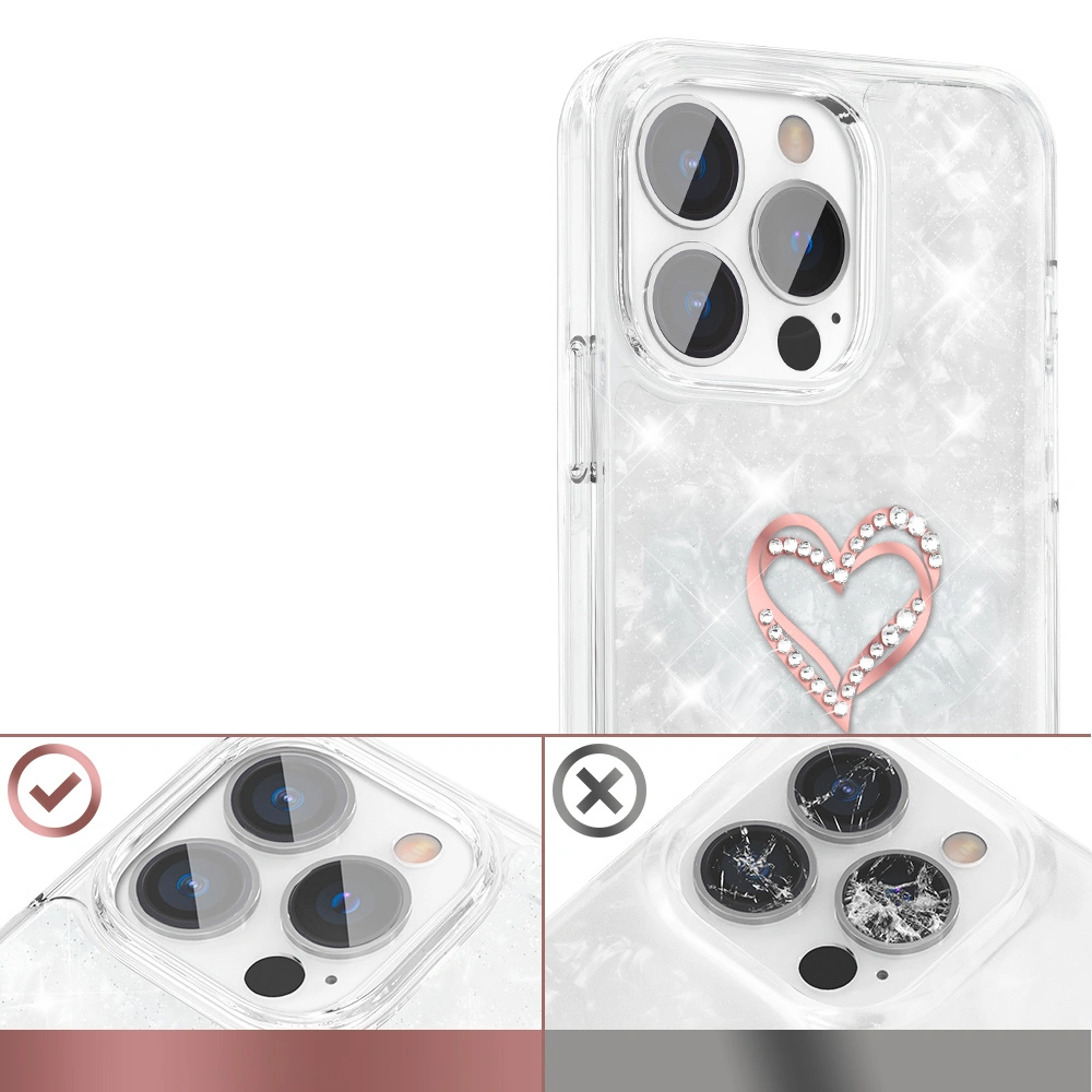 Etui Kingxbar Epoxy Swarovski Apple iPhone 13 Pro Max biały