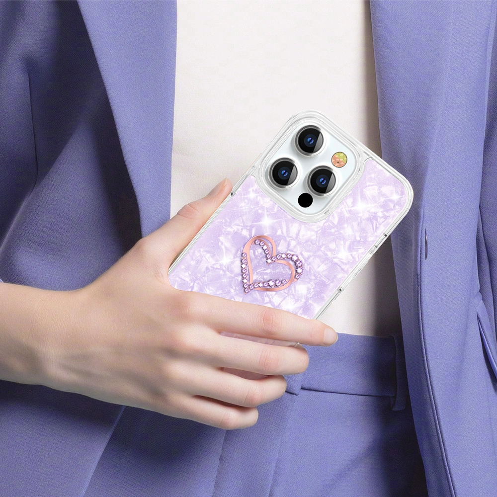 Etui Kingxbar Epoxy Swarovski Apple iPhone 13 Pro fioletowy