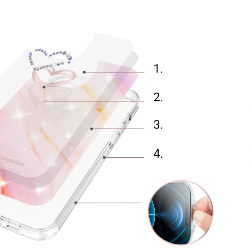 Kup Case Kingxbar Epoxy Swarovski Apple iPhone 13 Pro Max marmor rosa - KGX353 - {ean13} - Sklep Home Screen
