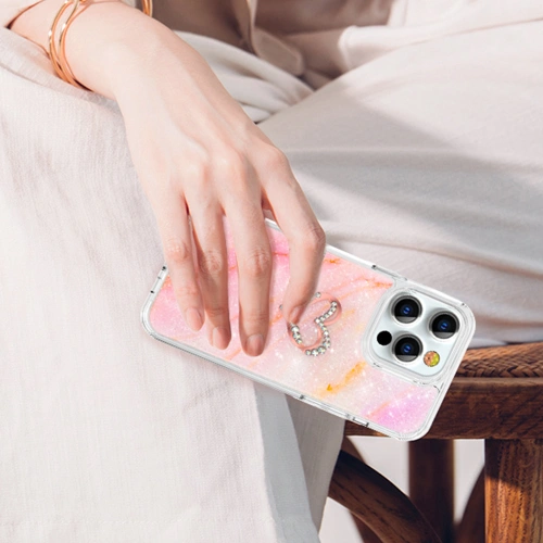 Buy Kingxbar Epoxy Swarovski Apple iPhone 13 Pro Max marble pink - KGX353 - {ean13} - Home Screen Store Europe