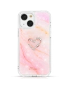 Etui Kingxbar Epoxy Swarovski Apple iPhone 13 marmurowy różowy