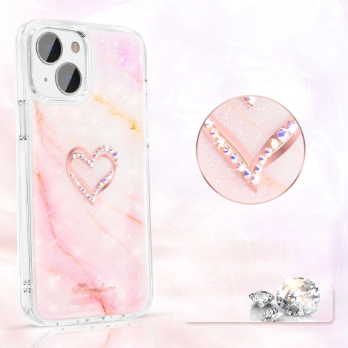 Kup Case Kingxbar Epoxy Swarovski Apple iPhone 13 marmor rosa - KGX355 - {ean13} - Sklep Home Screen