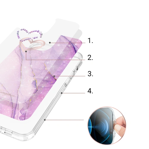 Kup Etui Kingxbar Epoxy Swarovski Apple iPhone 13 marmorat violet - KGX358 - {ean13} - Sklep Home Screen