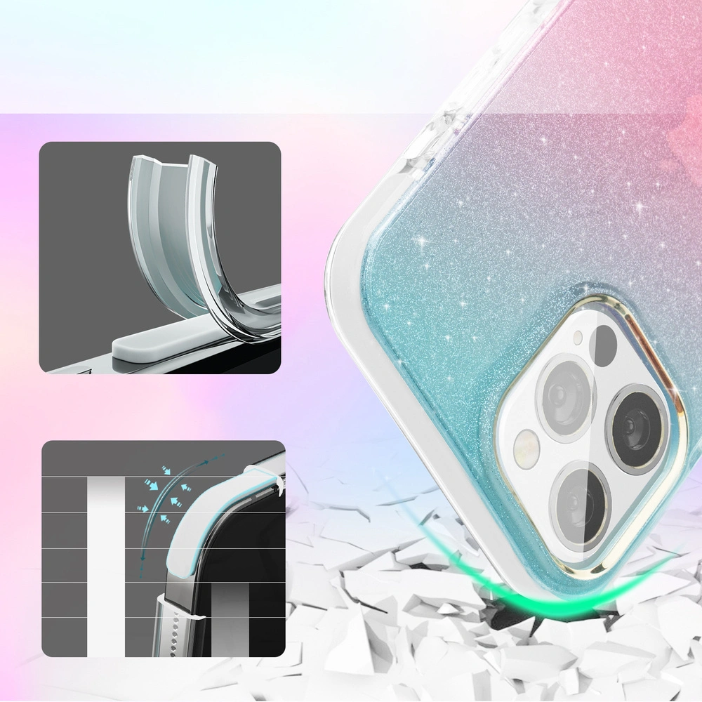 Etui Kingxbar Ombre Apple iPhone 13 Pro niebieskoróżowy