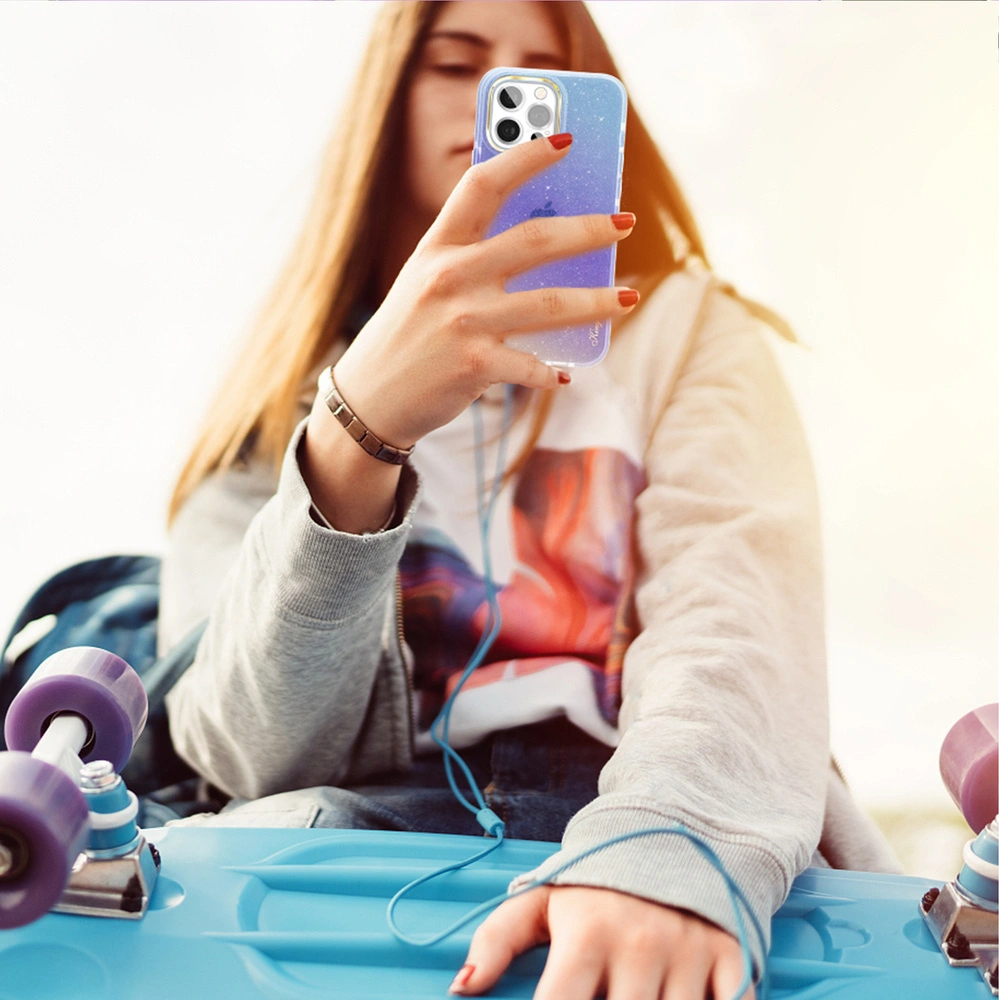 Etui Kingxbar Ombre Apple iPhone 13 Pro niebieskoróżowy