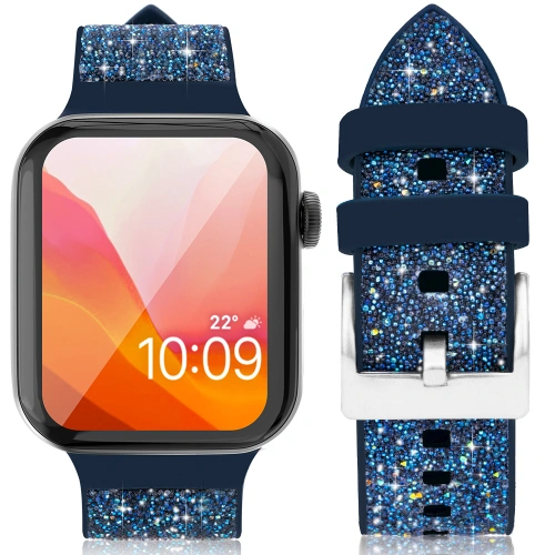 Kup Kingxbar Krystalická textilní páska Apple Watch 4/5/6/7/8/SE 40/41mm modrá - KGX367 - {ean13} - Sklep Home Screen