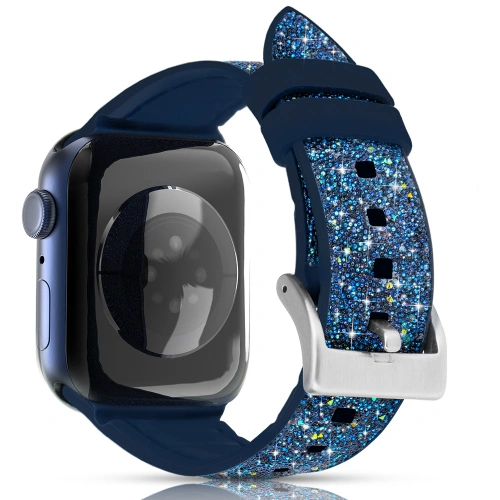 Kup Kingxbar Krystalická textilní páska Apple Watch 4/5/6/7/8/SE 40/41mm modrá - KGX367 - {ean13} - Sklep Home Screen