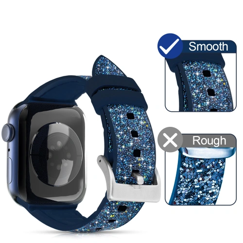 Kup Kingxbar Krystalická textilní páska Apple Watch 4/5/6/7/8/SE 40/41mm modrá - KGX367 - {ean13} - Sklep Home Screen