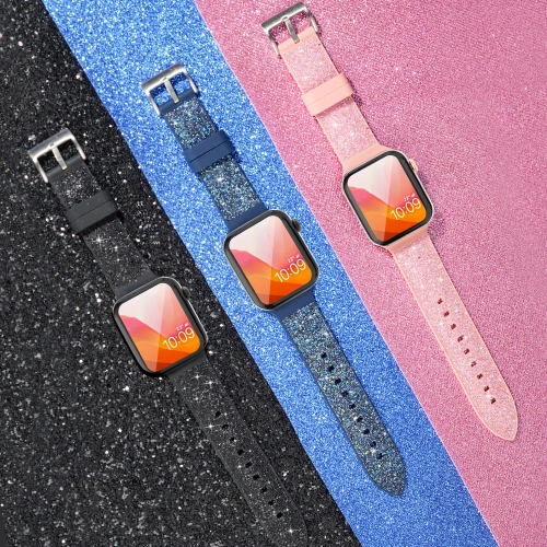Kup Kingxbar Krystalická textilní páska Apple Watch 4/5/6/7/8/SE 40/41mm modrá - KGX367 - {ean13} - Sklep Home Screen