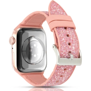 Kup Kingxbar Crystal Fabric Band Apple Watch 4/5/6/7/8/SE 40/41mm różowy - KGX368 - {ean13} - Sklep Home Screen