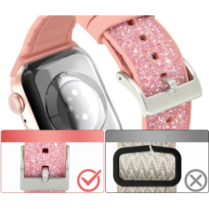 Kup Kingxbar Crystal Fabric Band Apple Watch 4/5/6/7/8/SE 40/41mm rózsaszín - KGX368 - {ean13} - Sklep Home Screen