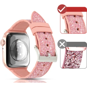 Kup Kingxbar Crystal Fabric Band Apple Watch 4/5/6/7/8/SE 40/41mm różowy - KGX368 - {ean13} - Sklep Home Screen