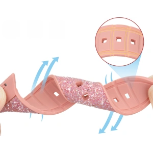 Kup Kingxbar Crystal Fabric Band Apple Watch 4/5/6/7/8/SE 40/41mm różowy - KGX368 - {ean13} - Sklep Home Screen