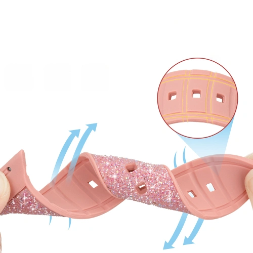 Kup Kingxbar Crystal Fabric Band Apple Watch 4/5/6/7/SE/8/9/Ultra 44/45/49mm růžový - KGX371 - {ean13} - Sklep Home Screen