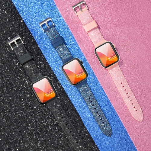 Kup Kingxbar Crystal Fabric Band Apple Watch 4/5/6/7/SE/8/9/Ultra 44/45/49mm růžový - KGX371 - {ean13} - Sklep Home Screen