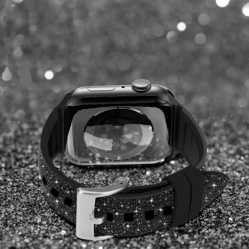 Buy Kingxbar Crystal Fabric Band Apple Watch 4/5/6/7/SE/8/9/Ultra 44/45/49mm black - KGX372 - {ean13} - Home Screen Store Europe