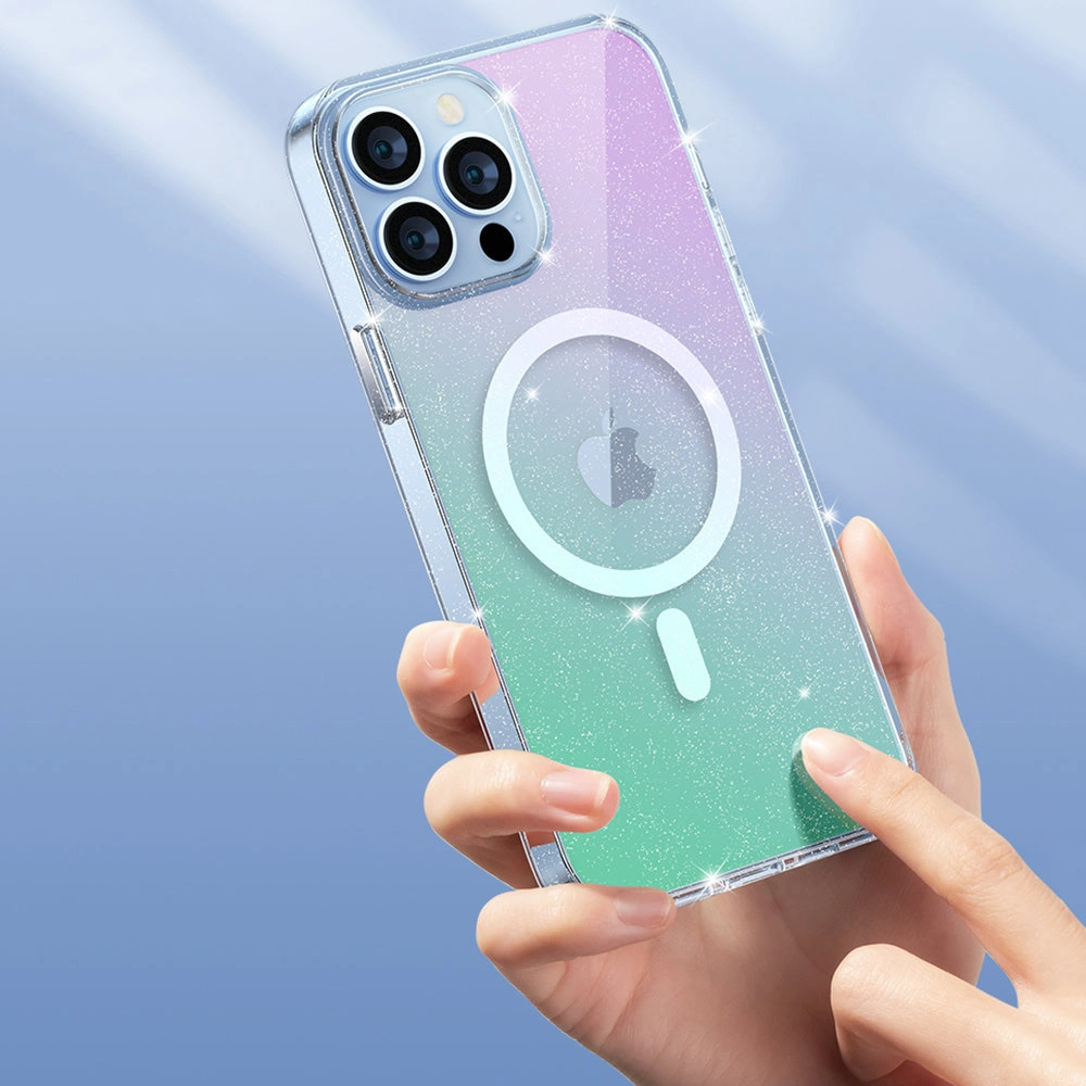 Etui Kingxbar PQY Elegant MagSafe Apple iPhone 13 srebrny