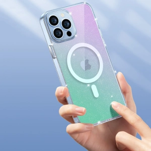 Etui Kingxbar PQY Elegant MagSafe Apple iPhone 13 Pro Max srebrny