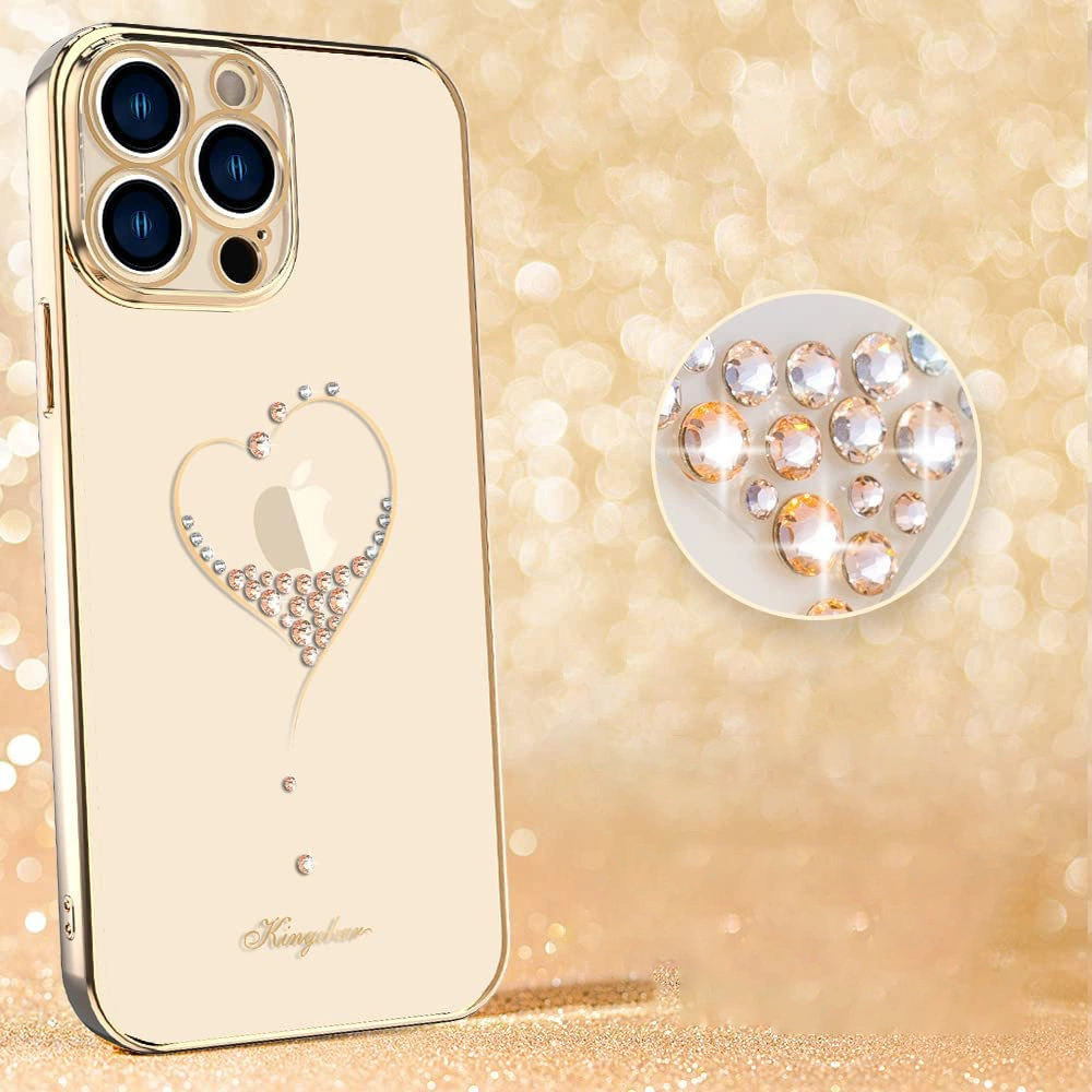 Etui Kingxbar Wish Swarovski Apple iPhone 13 Pro złoty