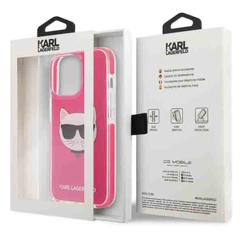 Buy Karl Lagerfeld KLHCP13LTPECPI Apple iPhone 13 Pro hardcase fuschia Choupette Head - KLD1195 - {ean13} - Home Screen Store Europe