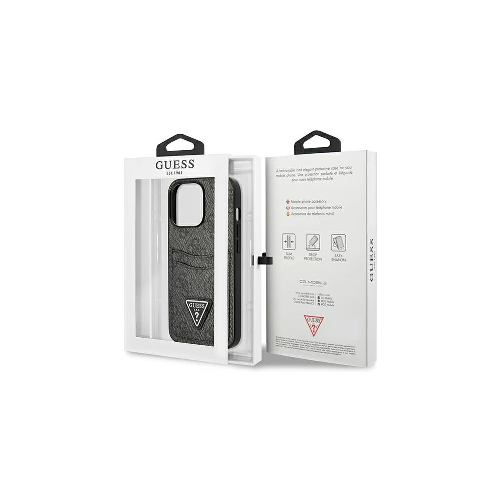 Etui Guess GUHCP13LP4TPK Apple iPhone 13 Pro czarny/black hardcase 4G Triangle Logo Cardslot
