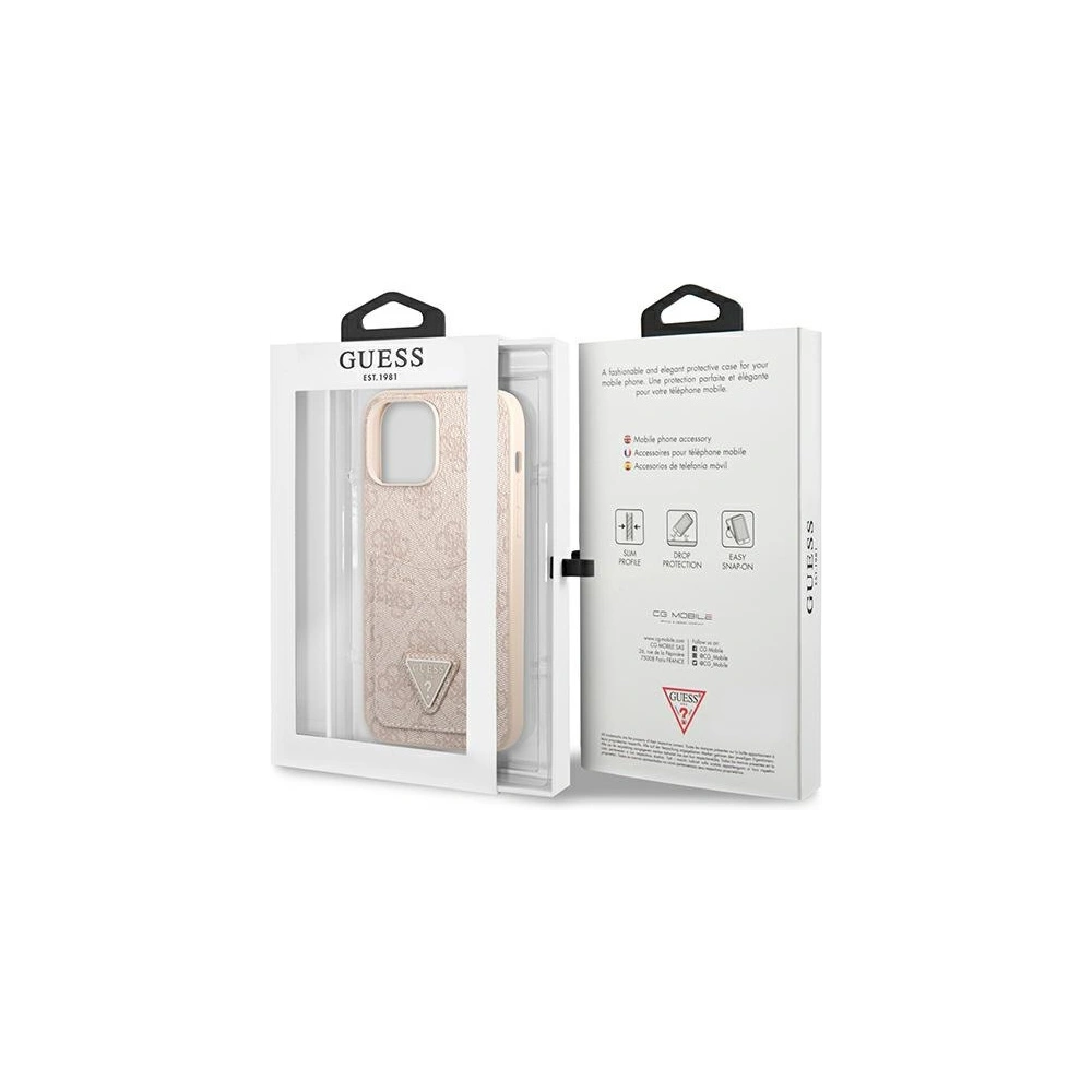 Etui Guess GUHCP13LP4TPP Apple iPhone 13 Pro różowy/pink hardcase 4G Triangle Logo Cardslot