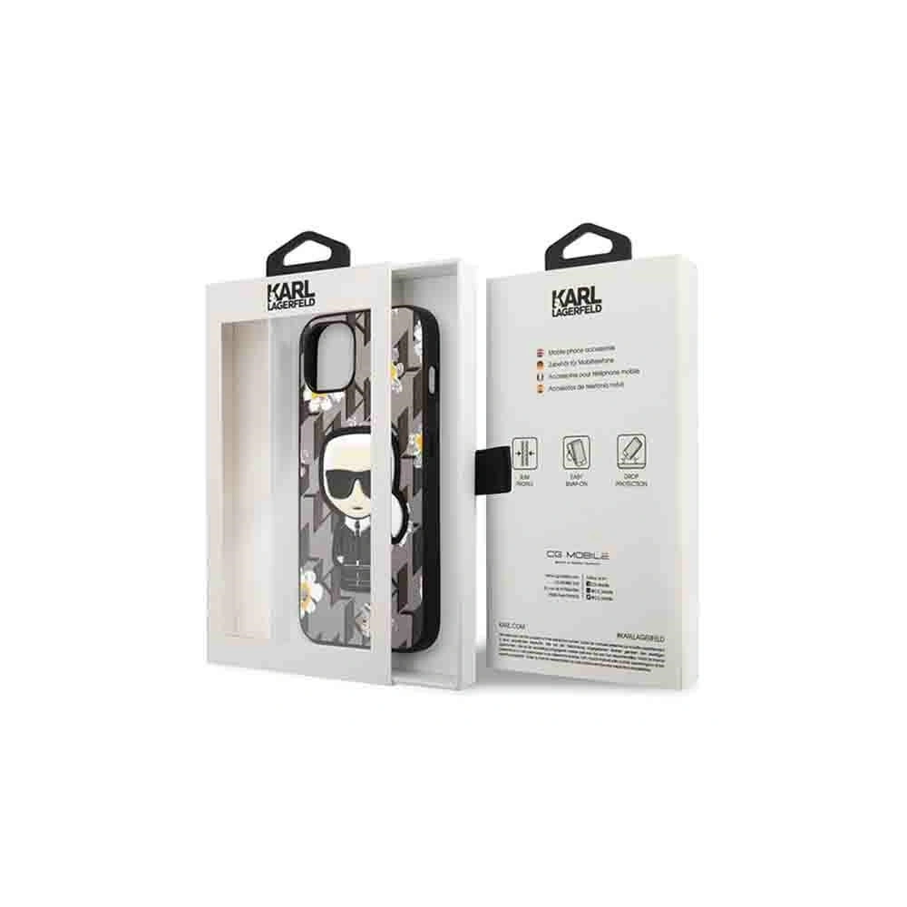 Etui Karl Lagerfeld KLHCP13MPMNFIK1 Apple iPhone 13 szary/grey Flower Ikonik Karl