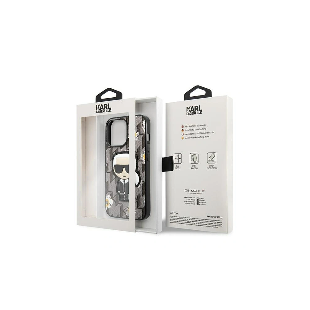 Etui Karl Lagerfeld KLHCP13XPMNFIK1 Apple iPhone 13 Pro Max szary/grey Flower Ikonik Karl