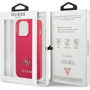 Buy Guess GUHCP13XPS4MF Apple iPhone 13 Pro Max pink hardcase Saffiano 4G Small Metal Logo - GUE2222 - {ean13} - Home Screen Store Europe