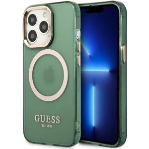 Kup Etui Guess GUHMP13LHTCMA Apple iPhone 13 Pro zielony/khaki hard case Gold Outline Translucent MagSafe - GUE2223 - {ean13} - Sklep Home Screen
