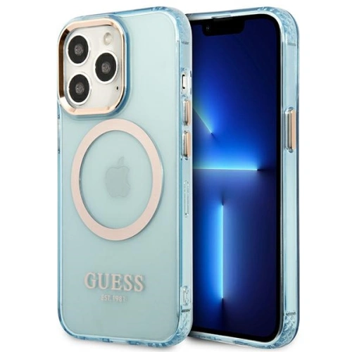 Kup Etui Guess GUHMP13LHTCMB Apple iPhone 13 Pro albastru/blue hard case Gold Outline Translucent MagSafe - GUE2224 - {ean13} - Sklep Home Screen