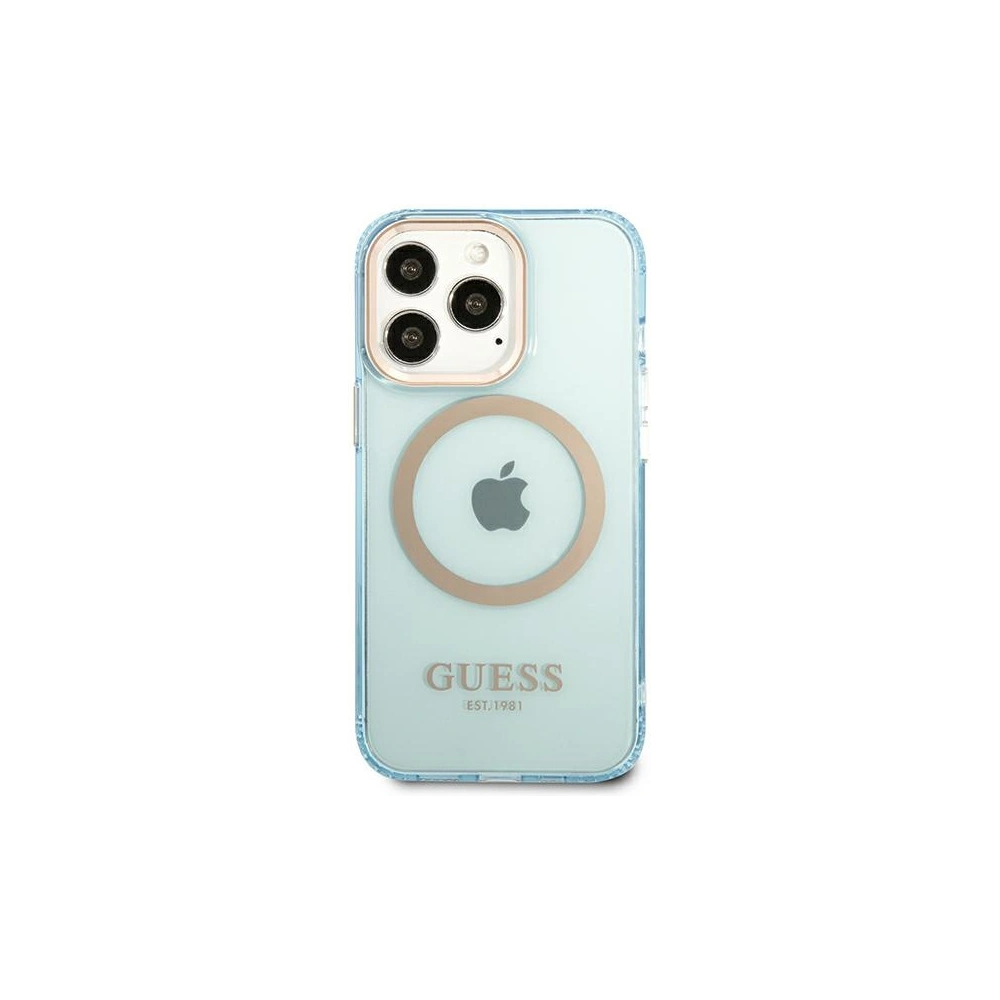 Etui Guess GUHMP13LHTCMB Apple iPhone 13 Pro niebieski/blue hard case Gold Outline Translucent MagSafe