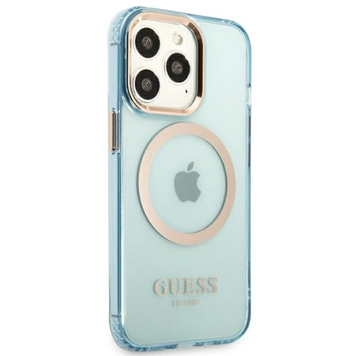 Kup Etui Guess GUHMP13LHTCMB Apple iPhone 13 Pro albastru/blue hard case Gold Outline Translucent MagSafe - GUE2224 - {ean13} - Sklep Home Screen