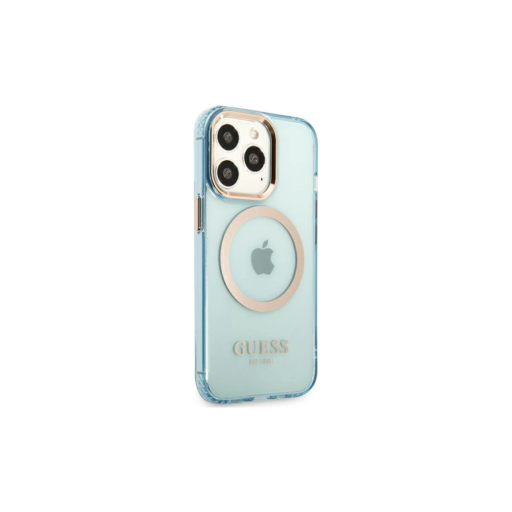 Etui Guess GUHMP13LHTCMB Apple iPhone 13 Pro niebieski/blue hard case Gold Outline Translucent MagSafe
