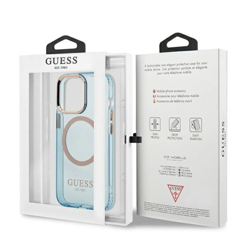 Kup Etui Guess GUHMP13LHTCMB Apple iPhone 13 Pro albastru/blue hard case Gold Outline Translucent MagSafe - GUE2224 - {ean13} - Sklep Home Screen
