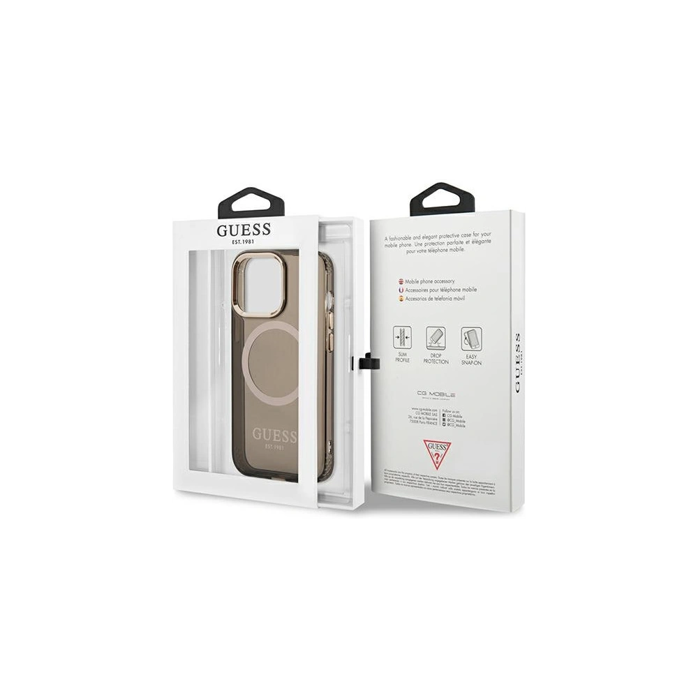 Etui Guess GUHMP13LHTCMK Apple iPhone 13 Pro czarny/black hard case Gold Outline Translucent MagSafe