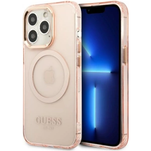 Kup Etui Guess GUHMP13LHTCMP Apple iPhone 13 Pro różowy/pink hard case Gold Outline Translucent MagSafe - GUE2226 - {ean13} - Sklep Home Screen